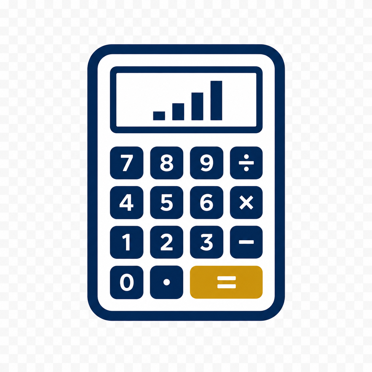 calculator with rising bar chart icon
