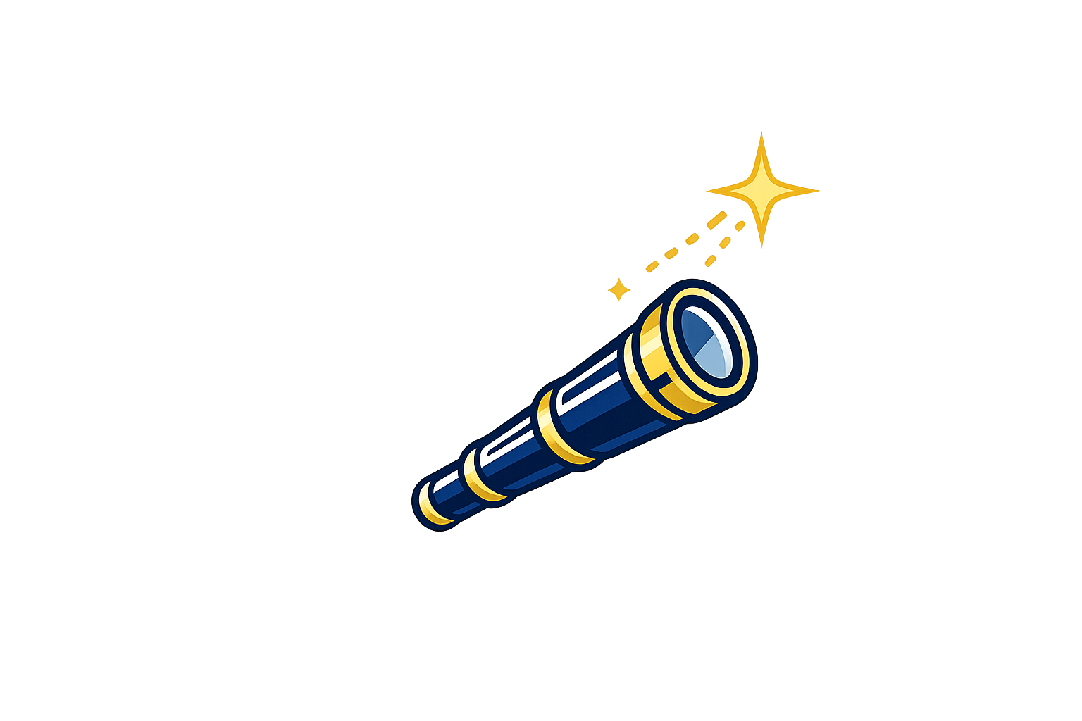 spyglass pointing toward a star icon