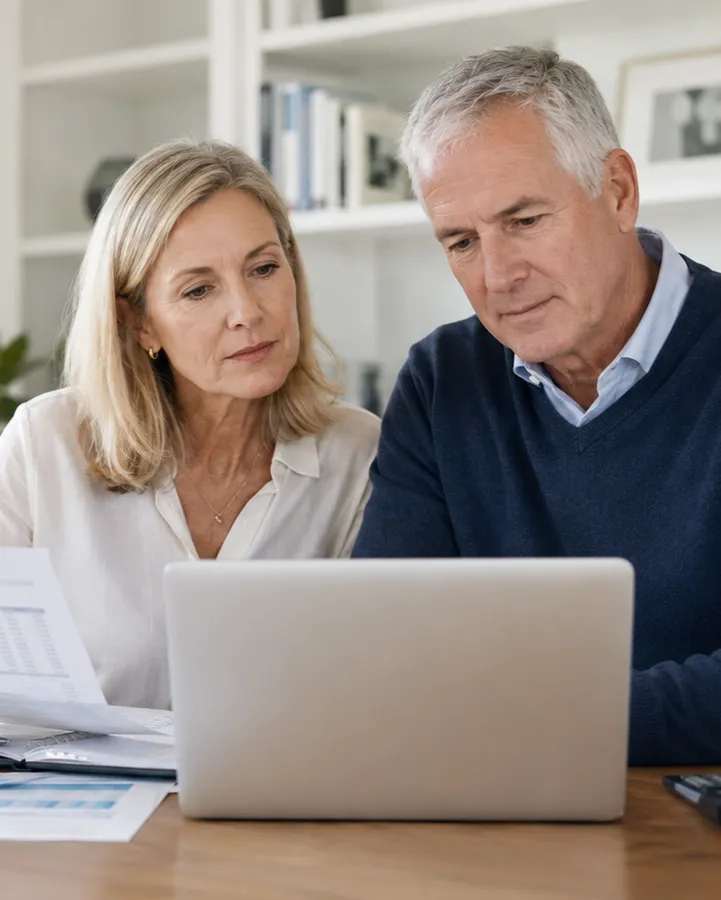 Couple reviewing retirement planning documents